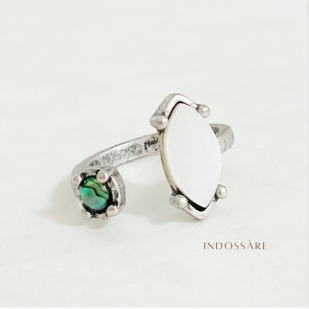 Natural Shell Silver Cuff Ring